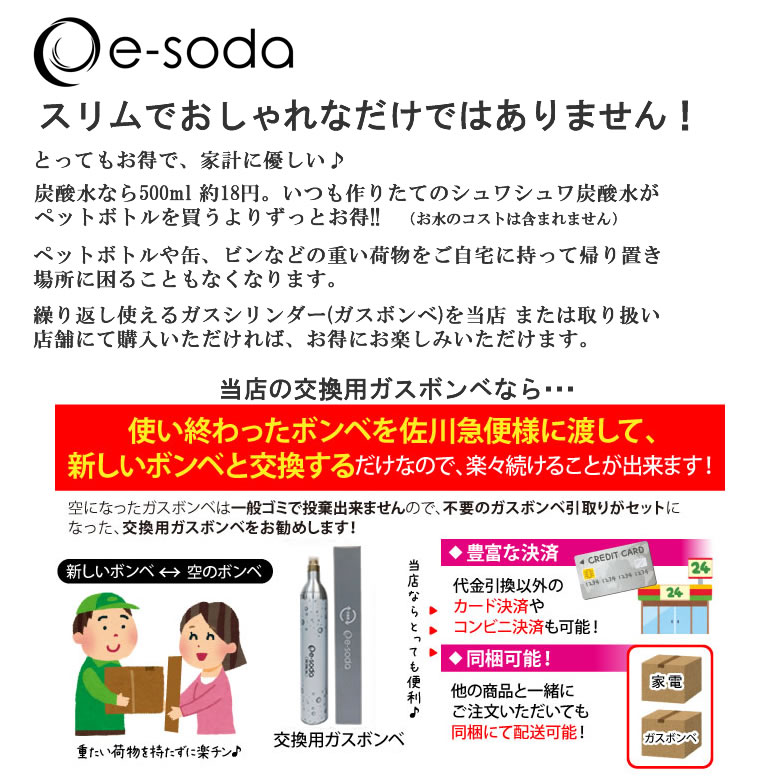 e-soda ドリンク シルバー メッキカラー「本体・800mlボトル・イン
