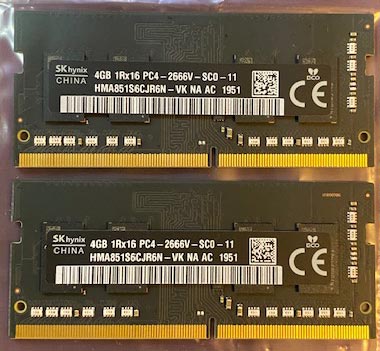 中古品 iMac用　DDR4-2666　　４GBｘ２枚　