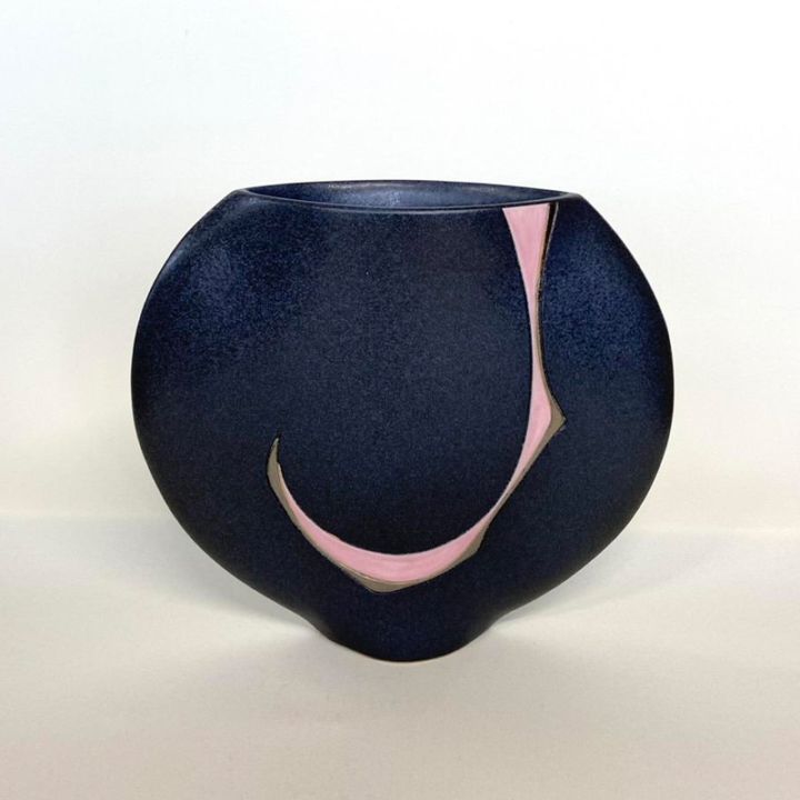 絶品！清水焼香炉★手描きオーダー発注品◆黒地×月下美人 絶品！清水焼香炉☆手描きオーダー発注品◇黒地×月下美人