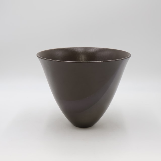 萬古焼 陶器 花瓶 グリーンとブラック 花器 萬古焼 水盤 V05 : 小林