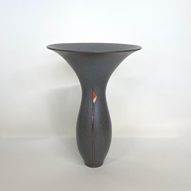 京焼　三浦伊六作　花瓶・花器・生け花・陶器・華道 信楽焼 水盤 花器 11号 万年青 丸 陶器 池坊 嵯峨御流 生け花