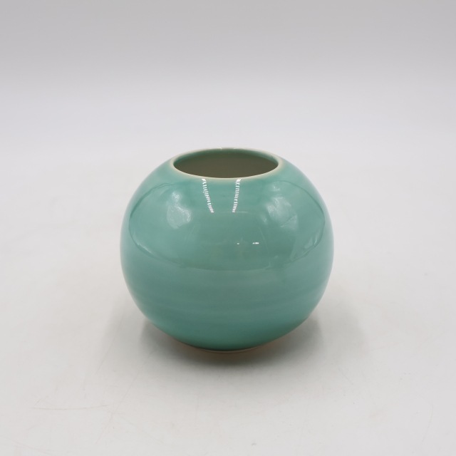 陶器 花瓶 球形 ベージュ 青緑　直径約25cm 観芙 緑水 202665 | すべての商品 | フラワーショップ花楽