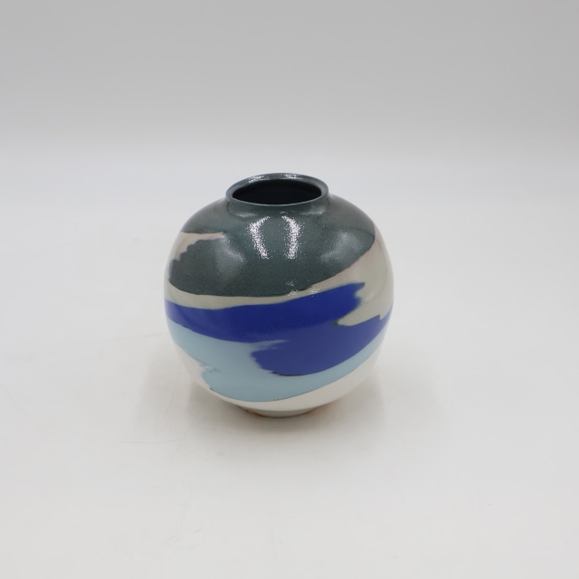 青い陶器の円筒形花瓶 花器 TO-126 | すべての商品 | フラワーショップ花楽