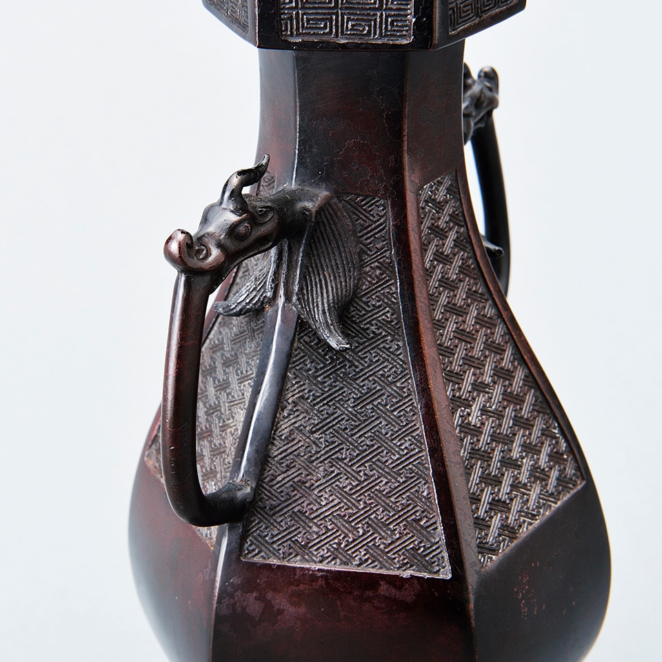 中国 古銅製 双魚花入 花器 花生 魚文 銅器 N64 中国 古銅製 双魚花入