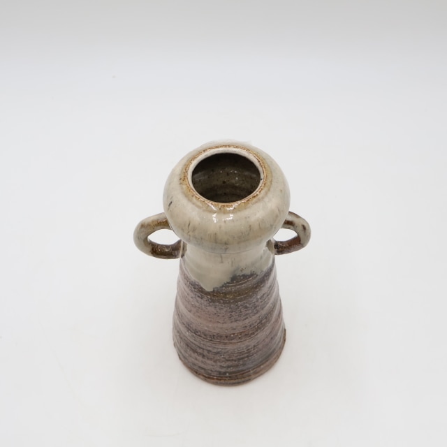 花瓶■伊賀釉【須田祥豊】作 明治初期 花器 京焼名工 耳付き 時代物 骨董品■ 花瓶□伊賀釉【須田祥豊】作 明治初期 花器 京焼名工 耳付き