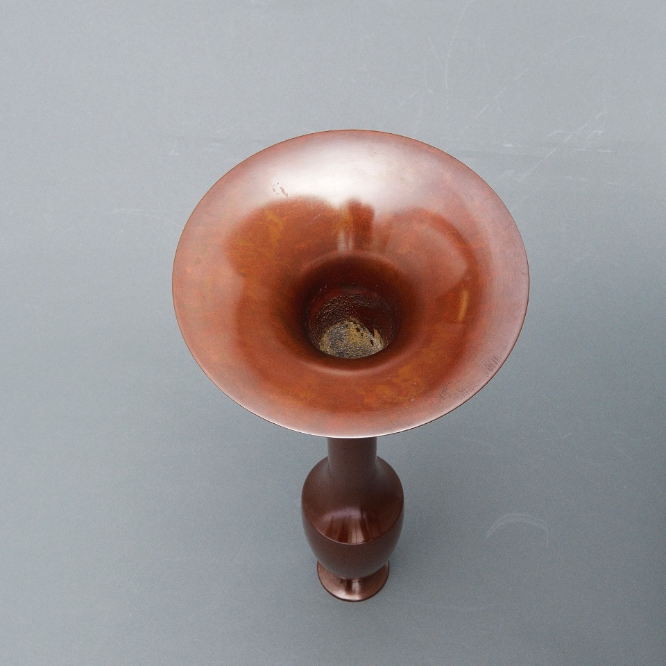 銅製耳付き花瓶② 真峰 象耳 昭和レトロブロンズ花瓶 高さ30.4cm 銀嶺・象耳(志貴野塗) | 花器・花瓶,銅器 | フラワーショップ花楽
