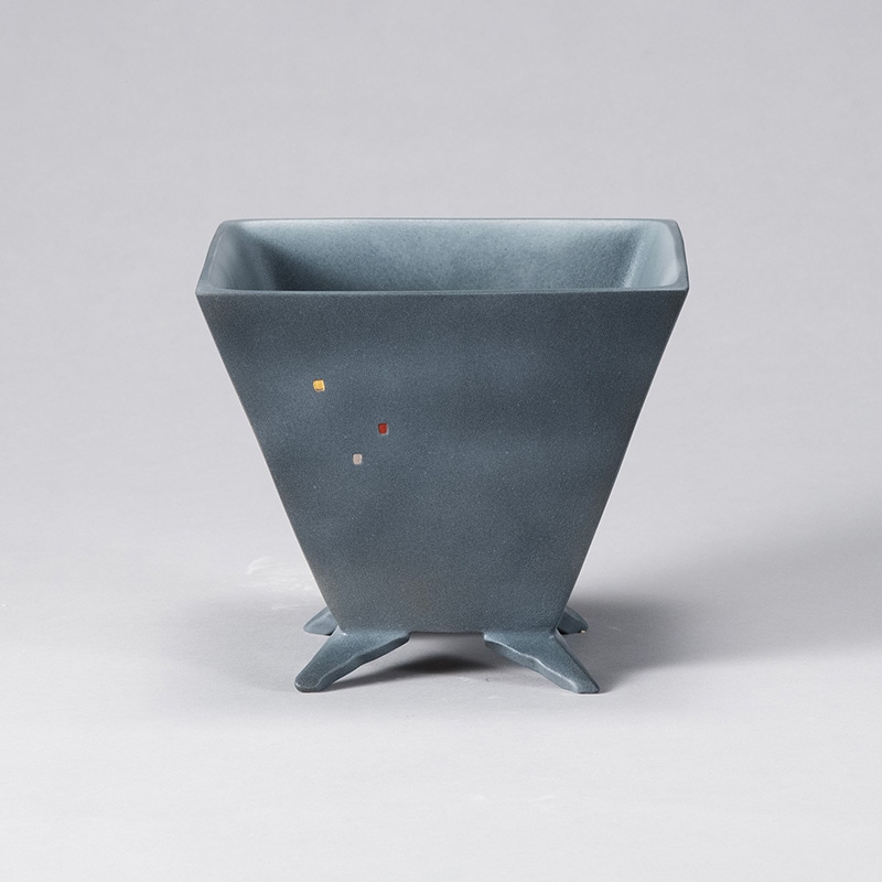 陶器製 花器 黒色と灰色のグラデーション 陶器製 花器 黒色と灰色のグラデーション