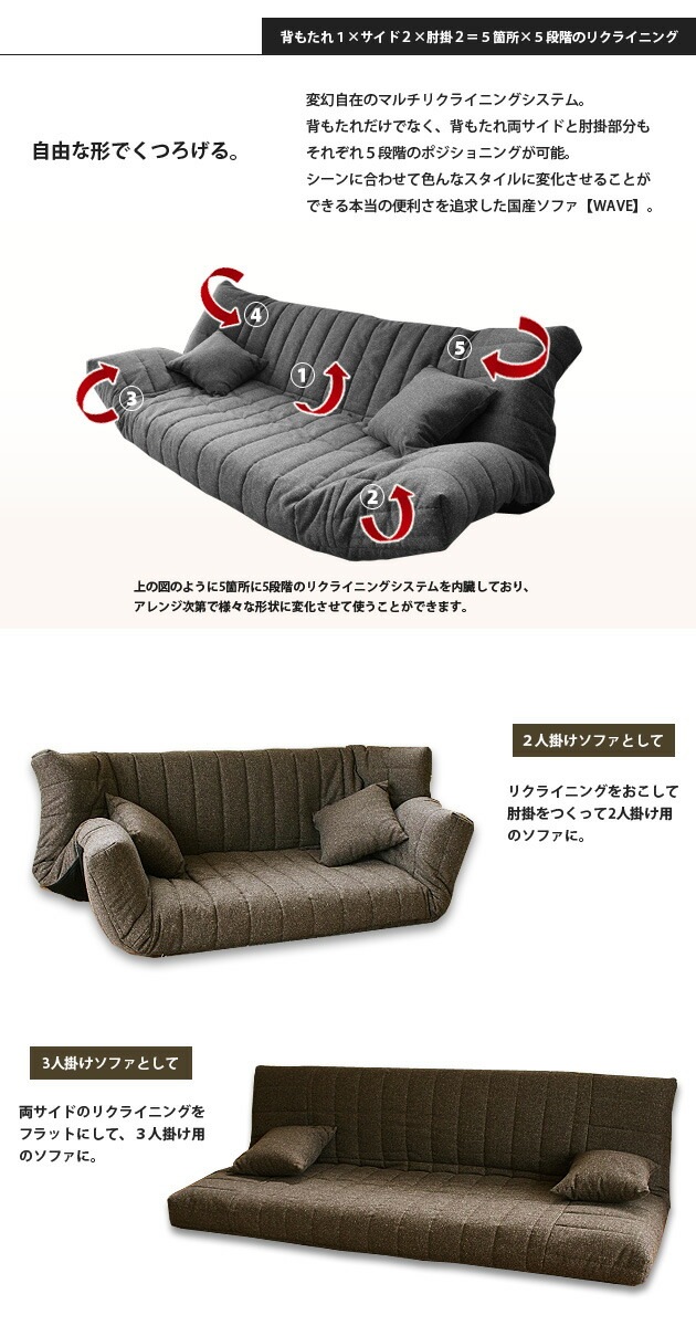 新品　【国産】低反発マルチソファ　ベッドになります。 楽天市場】低反発 リクライニングソファー ローソファー 1人掛け