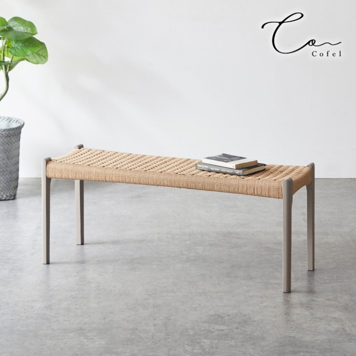 Cofel ダイニングベンチ 天然木ペーパーコード 幅110cm｜全4色