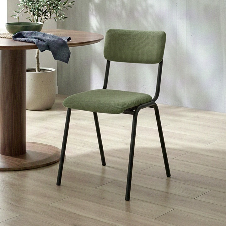 ダイニングチェア コーデュロイ スチール脚 ダイニングチェア コーデュロイ グリーン 幅44cm 【中古・アウトレット
