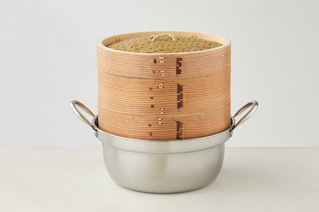 桐の蒸籠&専用鍋セット 24センチ （杉 中華せいろ 24cm 鍋セット