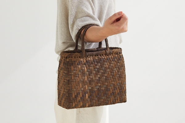 H2507-277 おみねらたん ラタン製網代編みかご 定価6万円以上 お買得