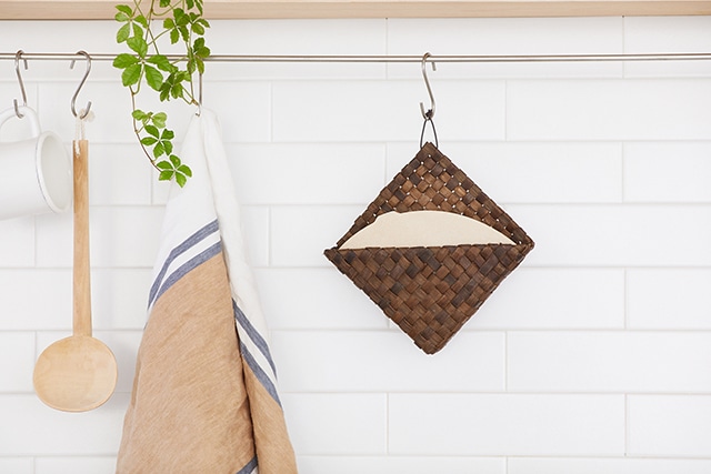 くるみコーヒーフィルターホルダー (市松編み)(約)幅19.5×厚み3×高さ