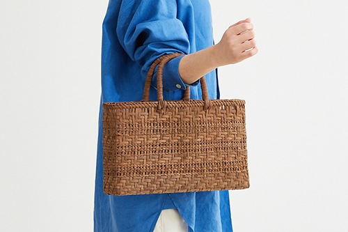 悠帆作 やまぶどう籠 (国産/透かし矢羽根×網代/横長/中サイズ)(約)幅35