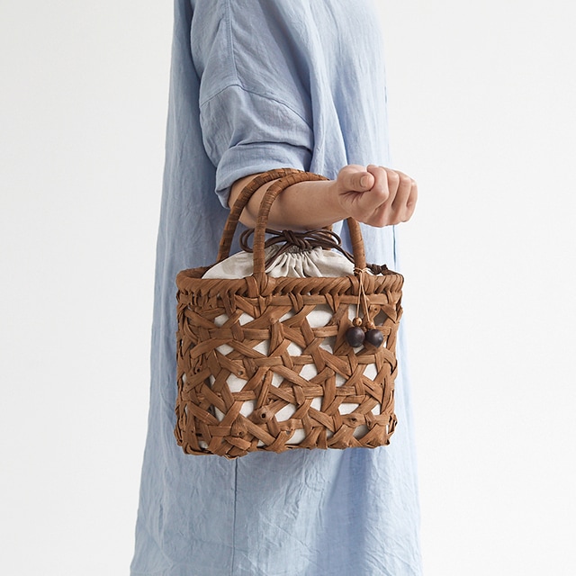 受注販売 [納期2～3ヶ月]やまぶどう籠(節入りひご/透かしみだれ