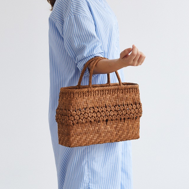 チ*)様 かごや ☆ やまぶどう かごバッグ ☆ オマケ付き　【新品同様】 受注販売 [納期2～3ヶ月]ヌメ革×やまぶどうバッグ(ひご幅約4