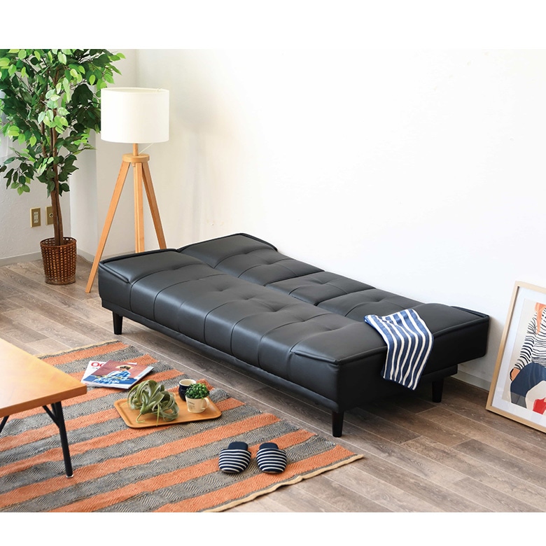 レザー ソファーベッド 幅183cm 3人掛け テーブル付き ドリンク