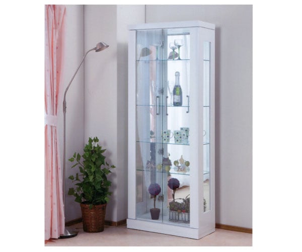 【美品】大川家具　LEDライト付きコレクションボード　ガラスショーケース コレクションケース コレクションボード ガラスケース スリム