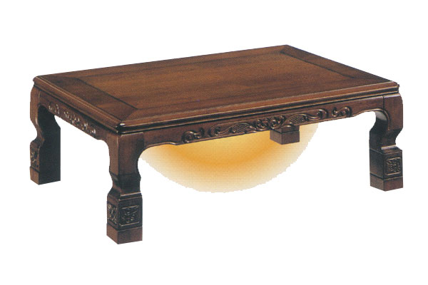 木製こたつ 彫刻入り GALA サークルテーブルこたつ - 広松木工