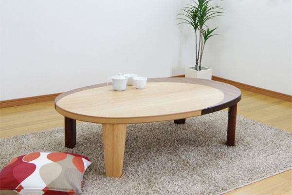 座卓 リビングテーブル 幅120 楕円 だ円 折りたたみ 折脚 ローテーブル