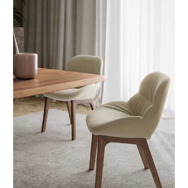 ダイニングチェア 曲線シルエット ステッチ デザイナーズチェア