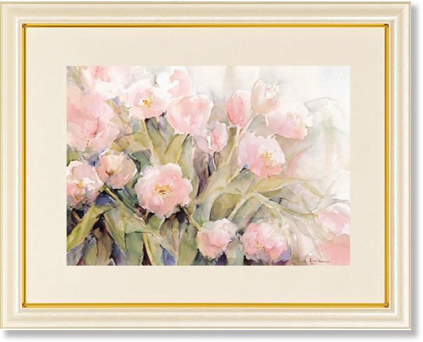 絵画 の花の 花の咲く路地10」アクリル画 原画 風景画 額縁付 SMサイズ 絵画