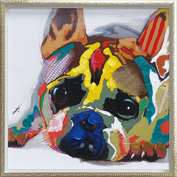 絵画 油絵 オイルペイントアート・カラフルドッグ 現代アート