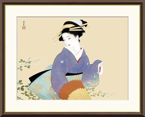 荻の露　おぎのつゆ　上村松園　日本画 女性の肖像 絵画 上村松園 （うえむらしょうえん）・ 萩の露（ はぎのつゆ ） 日本