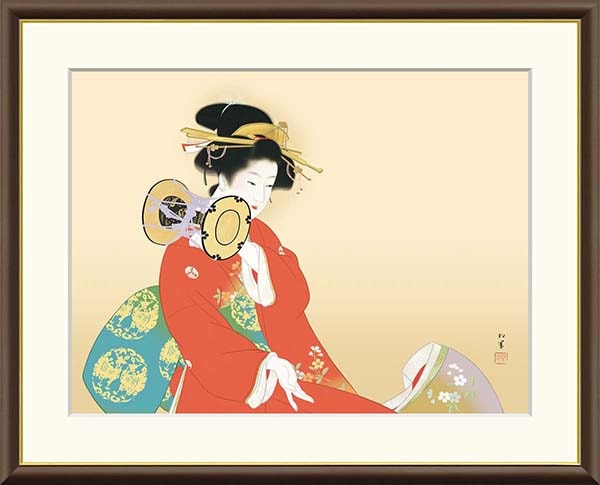上村松園作 鼓の音 美人画 複製画 絵画 上村松園 （うえむらしょうえん）・ 鼓の音（つづみのね） 日本画