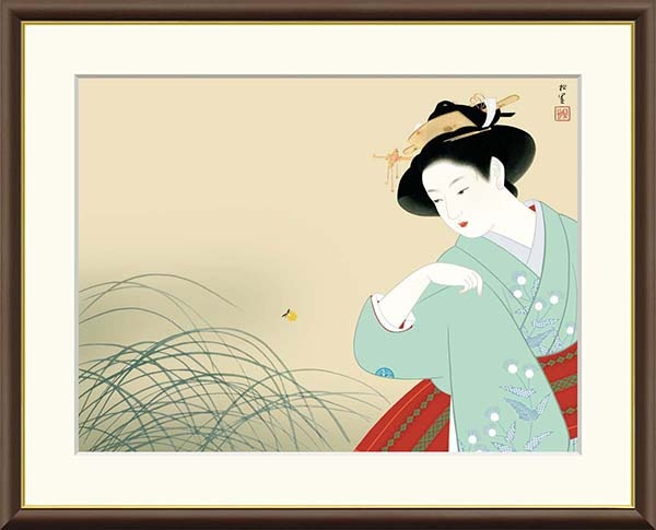 上村松園 　新蛍 上村松園『新蛍』夏 額 : アートの友社 上村松園『新蛍』夏 額