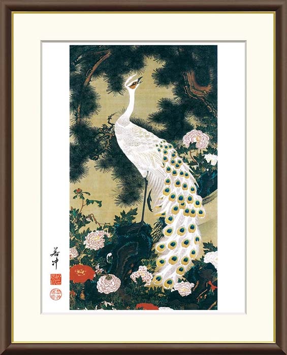 絵画 伊藤若冲（いとうじゃくちゅう）・ 老松孔雀図 （ ろう