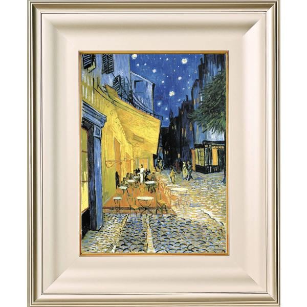ゴッホ風 夜のカフェテラス 額縁付き 油彩アート 絵画 インテリア A.キャンバス 額縁付「ゴッホ “夜のカフェテラス”」 | Art work shop