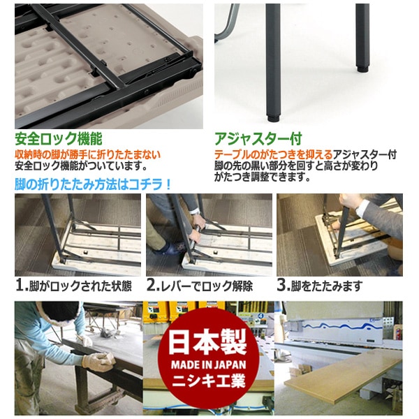 樹脂天板 会議用折りたたみテーブル 屋外屋台イベント用 棚なし E-PET-1850 幅1800xD500x高さ700mm 雨 水 店舗 お祭り 自治会 公民館 自治体 売店