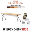 スタッキングテーブル キャスター付 E-HFL-1845 W1800xD450xH720mm パネルなし 【法人様配送料無料(北海道 沖縄 離島を除く)】 会議用テーブル 折りたたみ ミーティングテーブル 長机 フラップテーブル 折畳 並行