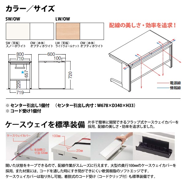 オフィスデスク 【組立設置にお伺い】 平机 パネル脚 引き出し付タイプ 受注生産品 DUK-086CP W800×奥行600x高さ720mm 事務机 事務所 工場 会社 スチールデスク ワーキングデスク 作業机 稲葉製作所 <BR>