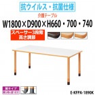 介護用テーブル 抗ウイルス・抗菌仕様 上下昇降3段階 車椅子対応 E-KFPA-1890K 幅1800x奥行900x高さ660・700・740mm 角型