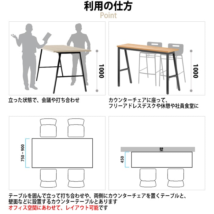 会議用テーブル E-BSY-1875HW 幅1800x奥行750x高さ1000mm ワイヤリングボックスタイプ(配線ボックス) 【法人様配送料無料(北海道 沖縄 離島を除く)】 高さ1000mm フリーアドレスデスク カウンター 長机 オフィス 会議室 テーブル 会議机