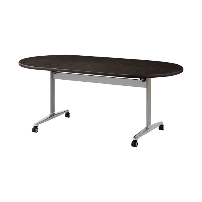 スタッキングテーブル E-THD-1890R 幅1800x奥行900x高さ720mm 楕円型 会議用テーブル 折りたたみ キャスター付き 長机 会議テーブル 折り畳み ミーティングテーブル おしゃれ 折りたたみテーブル セミナーテーブル 会議室 テーブル