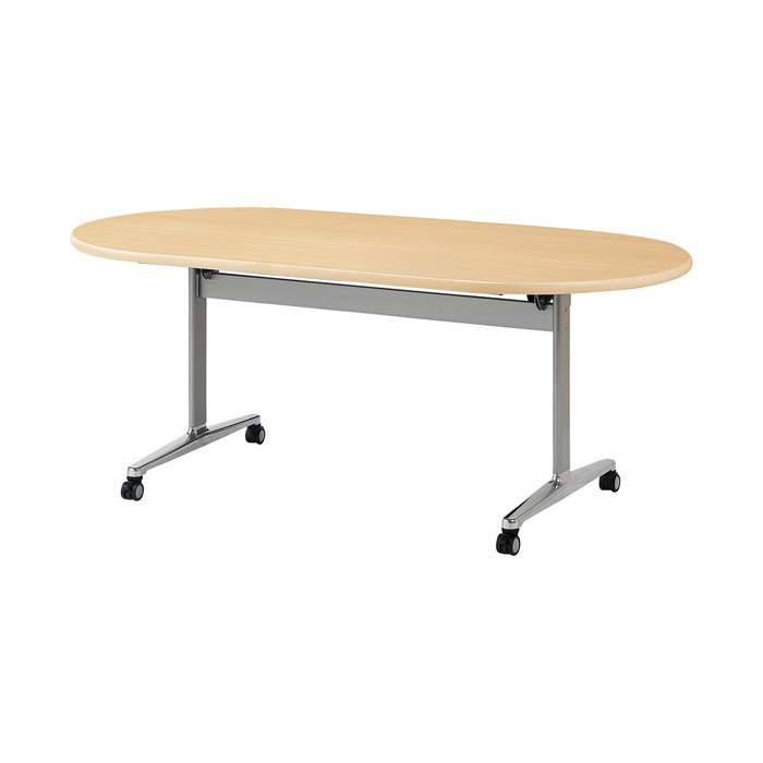 スタッキングテーブル E-THD-1890R 幅1800x奥行900x高さ720mm 楕円型 会議用テーブル 折りたたみ キャスター付き 長机 会議テーブル 折り畳み ミーティングテーブル おしゃれ 折りたたみテーブル セミナーテーブル 会議室 テーブル