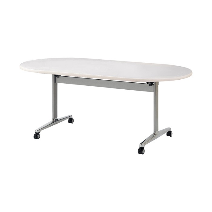 スタッキングテーブル E-THD-1890R 幅1800x奥行900x高さ720mm 楕円型 会議用テーブル 折りたたみ キャスター付き 長机 会議テーブル 折り畳み ミーティングテーブル おしゃれ 折りたたみテーブル セミナーテーブル 会議室 テーブル