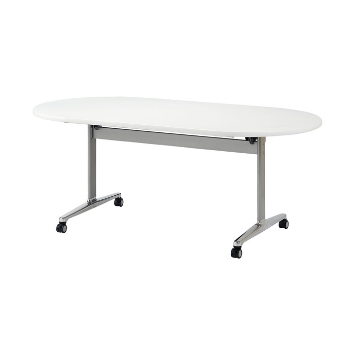 スタッキングテーブル E-THD-1890R 幅1800x奥行900x高さ720mm 楕円型 会議用テーブル 折りたたみ キャスター付き 長机 会議テーブル 折り畳み ミーティングテーブル おしゃれ 折りたたみテーブル セミナーテーブル 会議室 テーブル