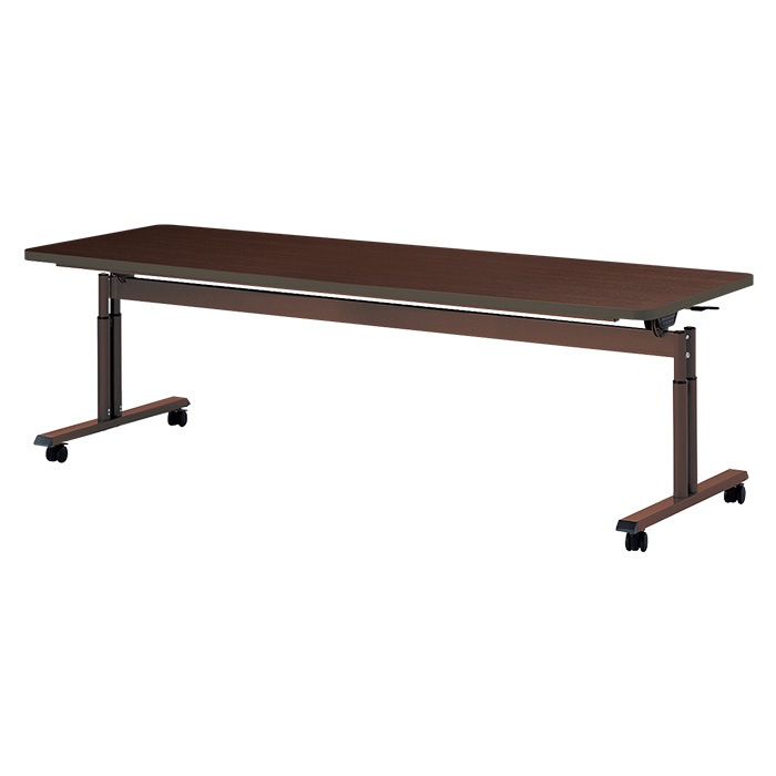 介護用テーブル 折りたたみ キャスター付き 高さ調整 介護施設テーブル 介護テーブル 昇降式 E-FIT-2175EB 幅2100x奥行750x高さ660~800mm ABS樹脂エッジ巻 老人ホーム デイサービス グループホーム ソフトエッジテーブル 車椅子対応テーブル