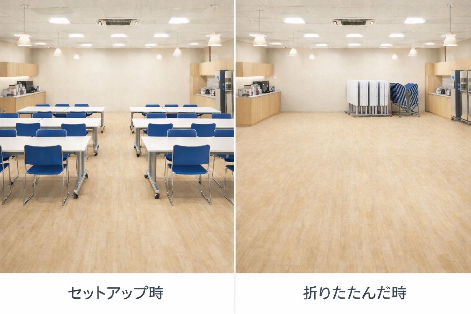 社員食堂 テーブルセット 6人用 折りたたみ キャスター付 会社 食堂テーブル 折り畳み MTS-HT1875-FSC-15SL-6 社員食堂テーブル MTS-HT1875 1台 + 社員食堂椅子 FSC-15SL 6脚セット 休憩室 テーブルセット