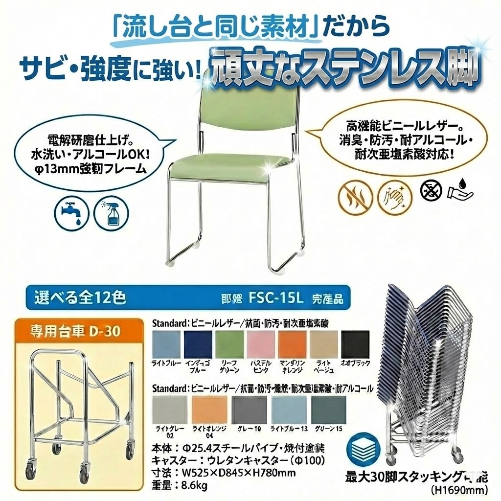 社員食堂 テーブルセット 椅子 折りたたみ キャスター付 会社 工場