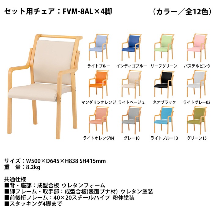 介護テーブル 高さ調整 介護施設テーブル 介護用テーブルセット 4人用 昇降式 キャスター付き E-FIT-1690EBSET 老人ホーム デイサービス グループホーム ソフトエッジテーブル 車椅子対応テーブル