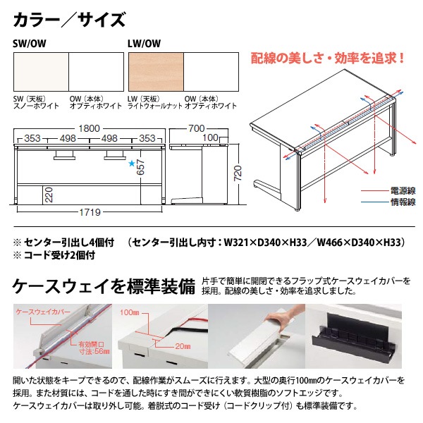事務机 【組立設置に業者がお伺い】 平机 L型脚 引き出し付タイプ DUK-187C 幅1800xD700x高さ720mm オフィスデスク 事務所 会社 工場 スチールデスク ワーキングデスク 作業机 稲葉製作所 <BR>