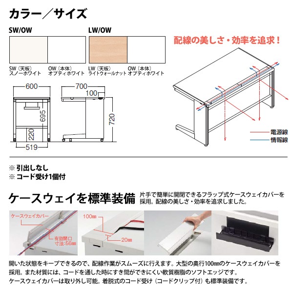 オフィスデスク 【組立設置に業者がお伺い】 平机 キャスター脚 引き出し無タイプ DUK-067CA W600×D700x高さ720mm 事務机 事務所 会社 工場 スチールデスク ワーキングデスク 作業机 稲葉製作所 <BR>