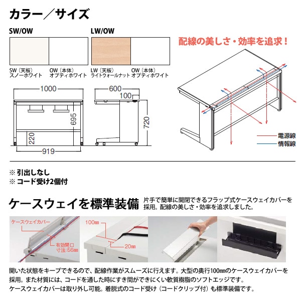 オフィスデスク 【組立設置にお伺い】 平机 キャスター脚 引き出し無タイプ DUK-106CA W1000×奥行600x高さ720mm 事務机 事務所 工場 会社 スチールデスク ワーキングデスク 作業机 稲葉製作所 <BR>