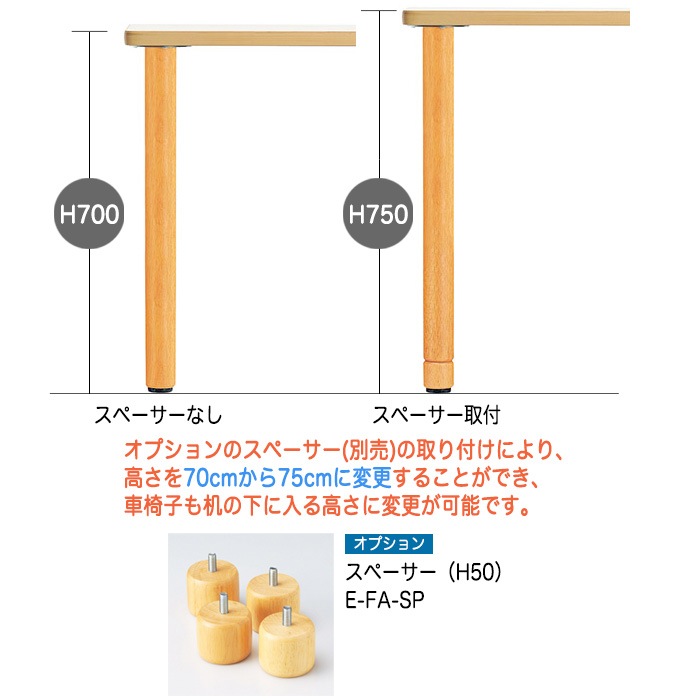 介護用テーブル 介護施設机 幅1600x奥行900xH700mm E-FA-1690K デイサービス 老人ホーム ソフトエッジテーブル