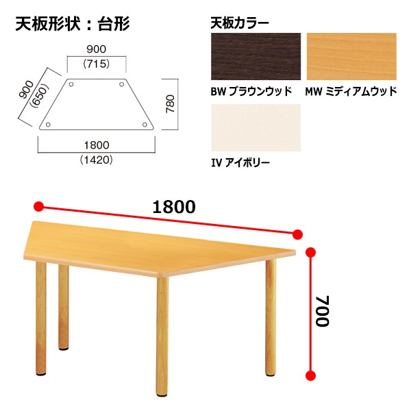 介護用テーブル 介護施設机 幅1800x奥行780x高さ700mm E-FA-1878D デイサービス 老人ホーム ソフトエッジテーブル